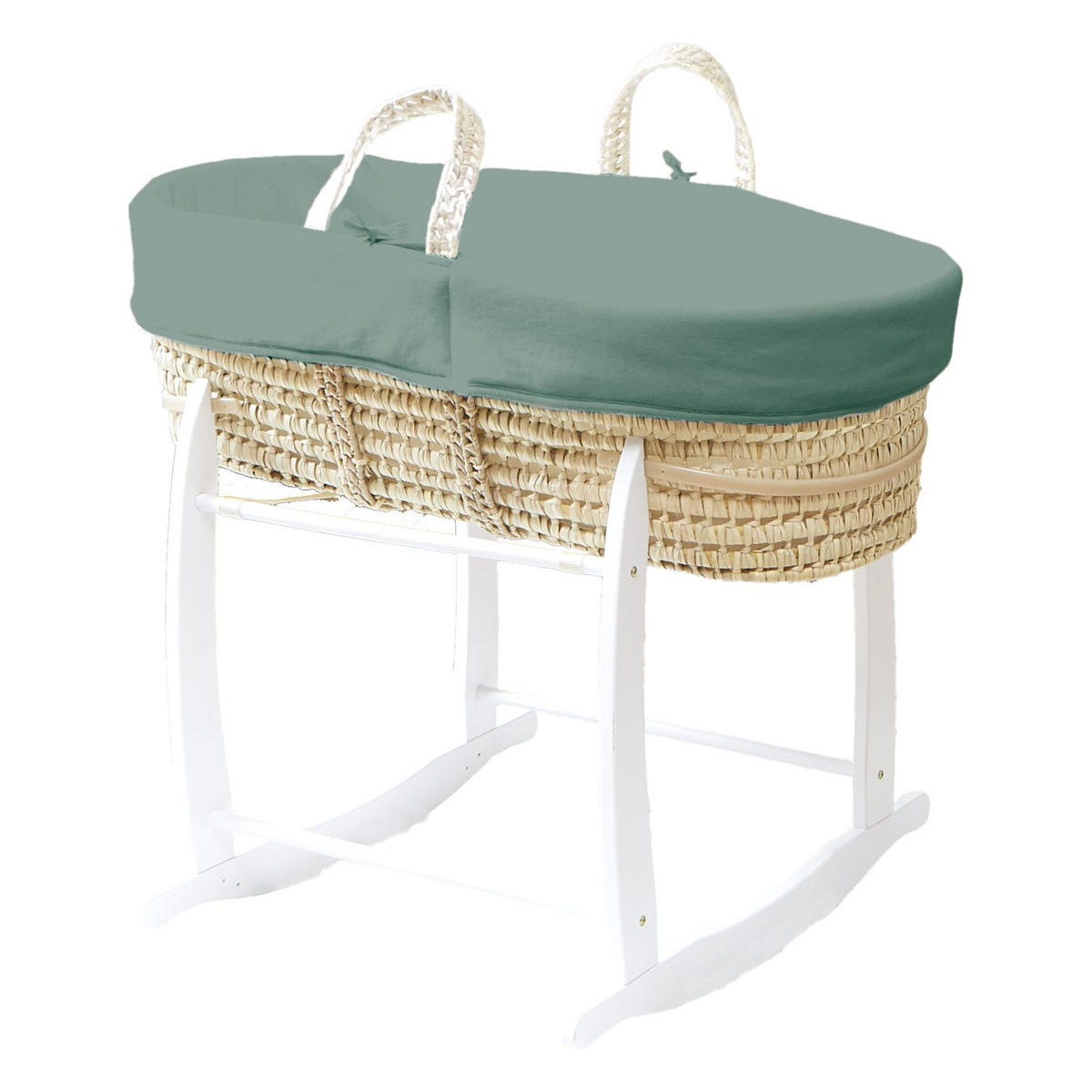 BABYTRAGEKORB Bio-Baumwolle grün - Waldgrün, Naturmaterialien (29/78cm) - Premiers Moments