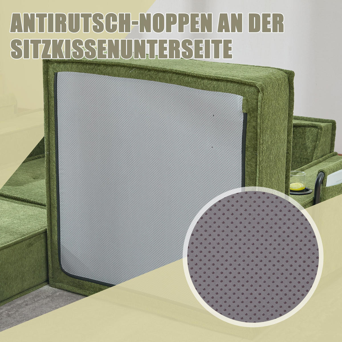 SCHLAFSOFA Zweisitzer mit Schlaffunktion,ausziehbar,Modulares Design,Chenille,Grün - Grün, Textil (162/42/54cm) - LVHOM