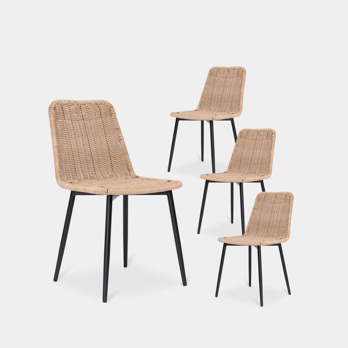 GARTENSTUHL Noah Natürlich 45 cm x 84 cm 4er-Set - Naturfarben, Kunststoff (45/84/56cm) - Klast Home