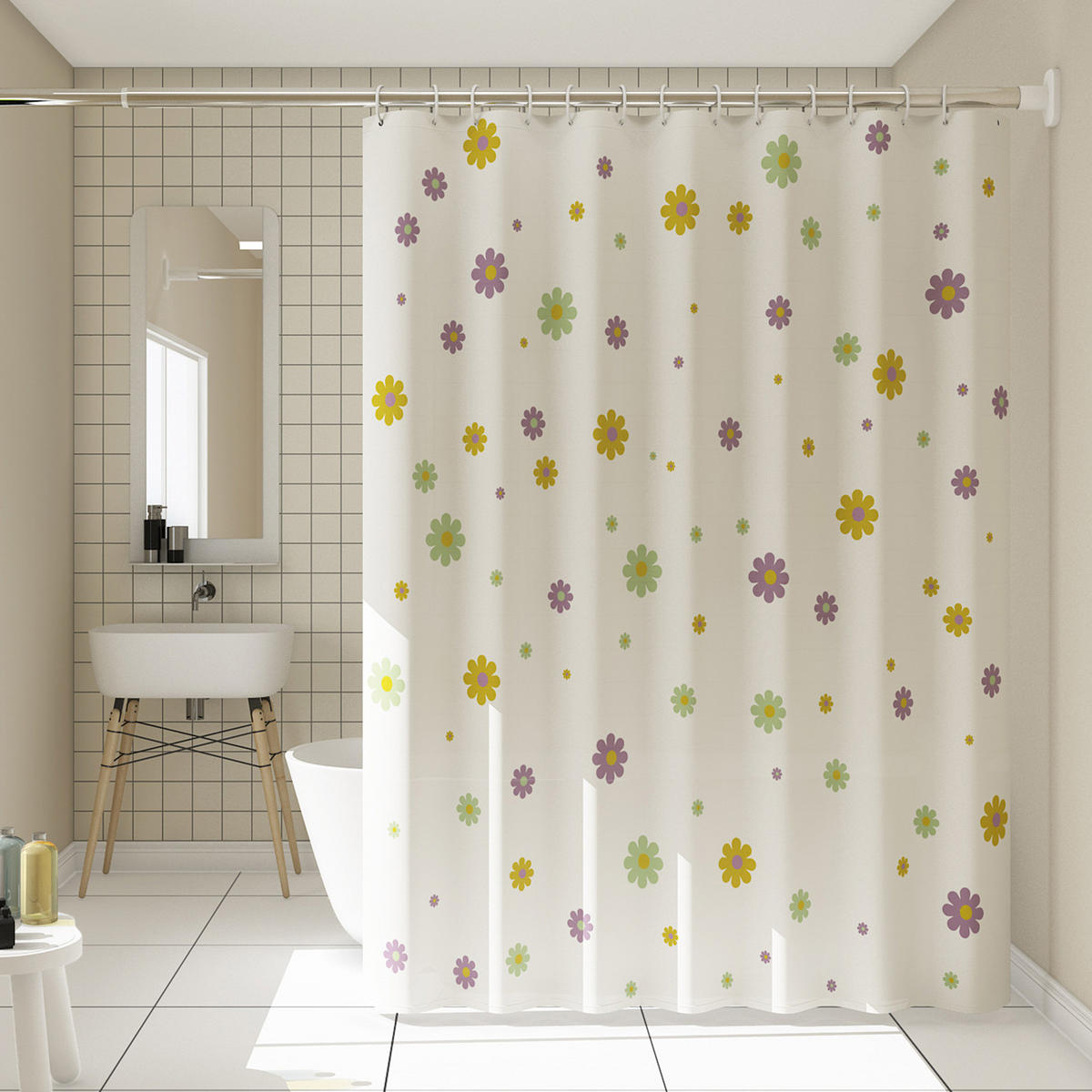 DUSCHVORHANG – 180 x 200 cm – inklusive Haken - Multicolor, Kunststoff (180/200cm)
