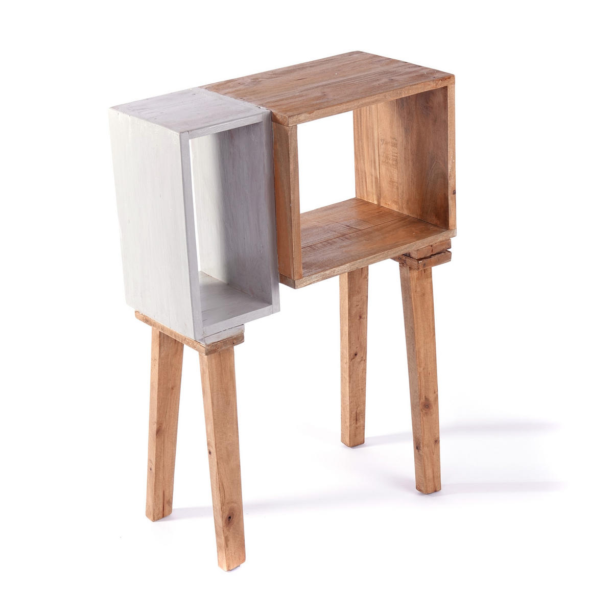 BEISTELLTISCH Bicolore Mahagoni Massivholz zweifarbig - Naturfarben, Holz (28/58/86cm) - CREEDWOOD