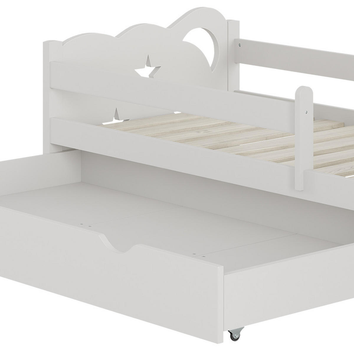 KINDERBETT Jessica Weiß 70x140 cm mit Schublade, ohne Matratze - Weiß, Holzwerkstoff (146/53/76cm) - VitaliSpa