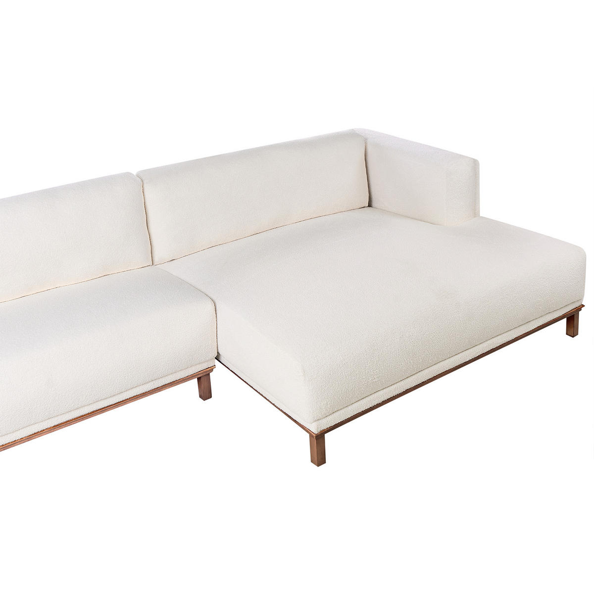 ECKSOFA 4-Sitzer Bouclé Cremeweiß linksseitig Veng - Hellbraun/Weiß, Textil (310/155cm) - Beliani