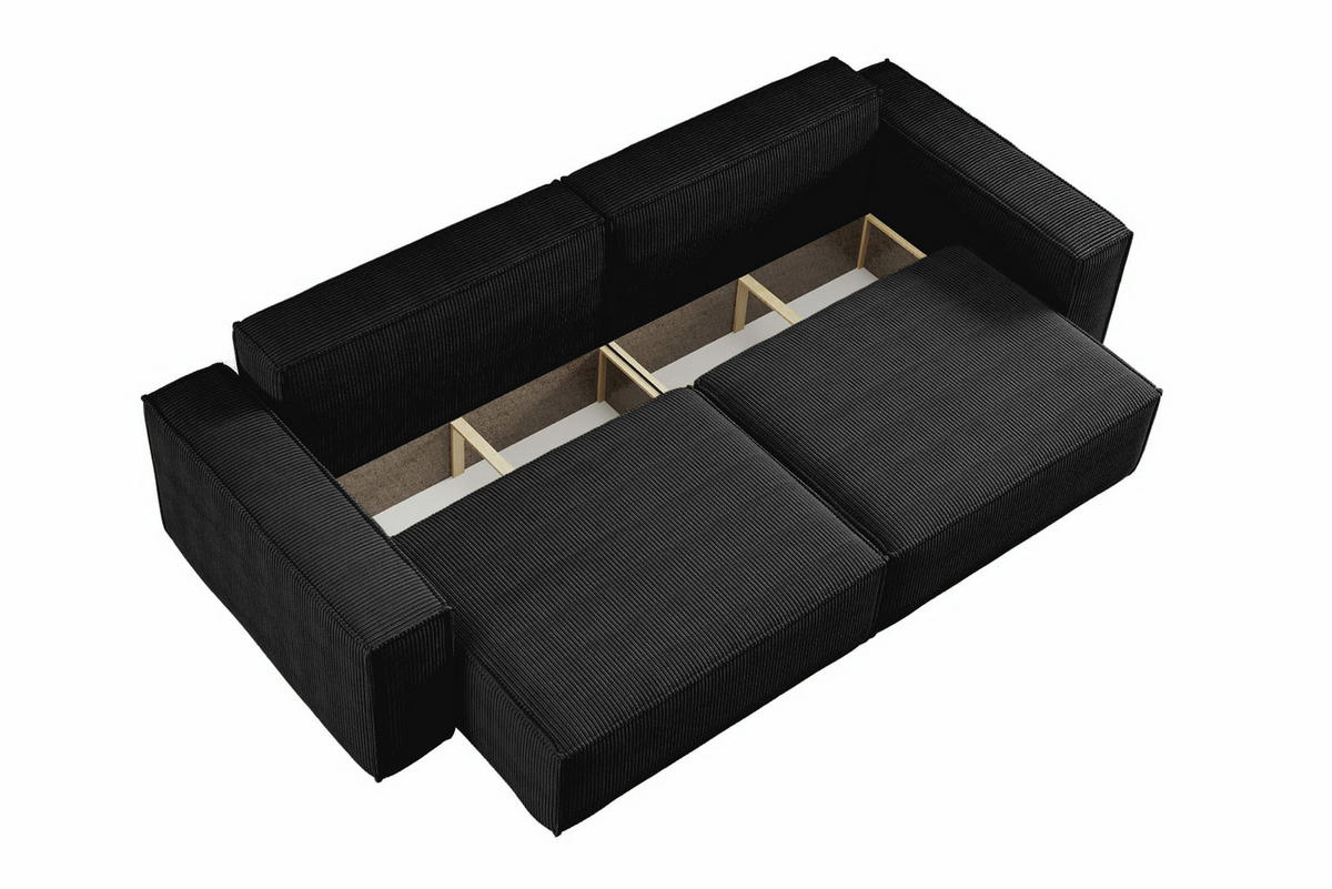 SCHLAFSOFA mit Schlaffunktion Hugo, Schwarz Cordstoff - Schwarz, Textil (244/83/98cm) - VENASI MÖBEL