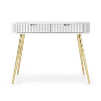 SCHMINKTISCH Zova Weiß mit goldenen Beinen 110 cm - Goldfarben/Weiß, Holzwerkstoff/Metall (49/103/80cm) - Selsey