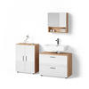 BADMÖBEL-SET Ronco Weiß Hochglanz/Goldkraft Eiche 3 Teile, mit Unterschrank 80 cm - Weiß Hochglanz/Eiche Wotan, Holzwerkstoff (80/58/41cm) - Livinity®