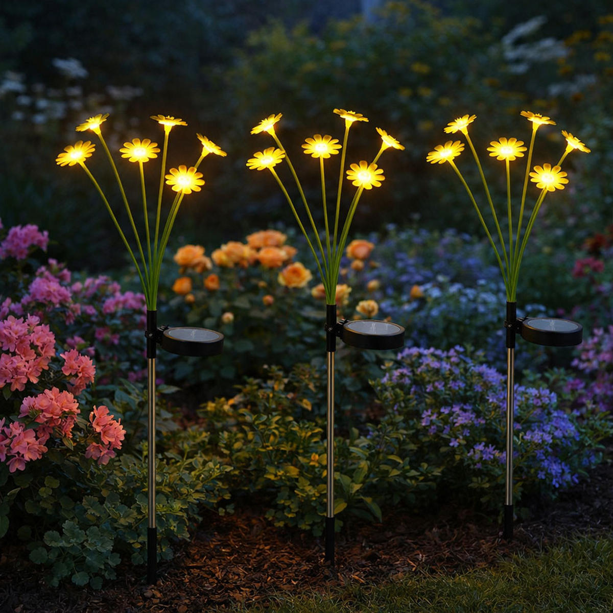 LED SOLAR STECKLEUCHTE Grün Matt 3er Set - Grün, Metall (20/20/70cm) - Globo Lighting