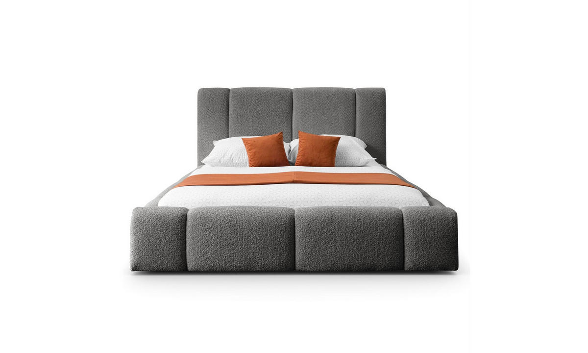 POLSTERBETT ELENA 160x200 cm Dunkelgrau (Anthology 18), 34 Holzlatten, Kopfteil 108 cm - Grau, Textil (160/200cm) - Lookway