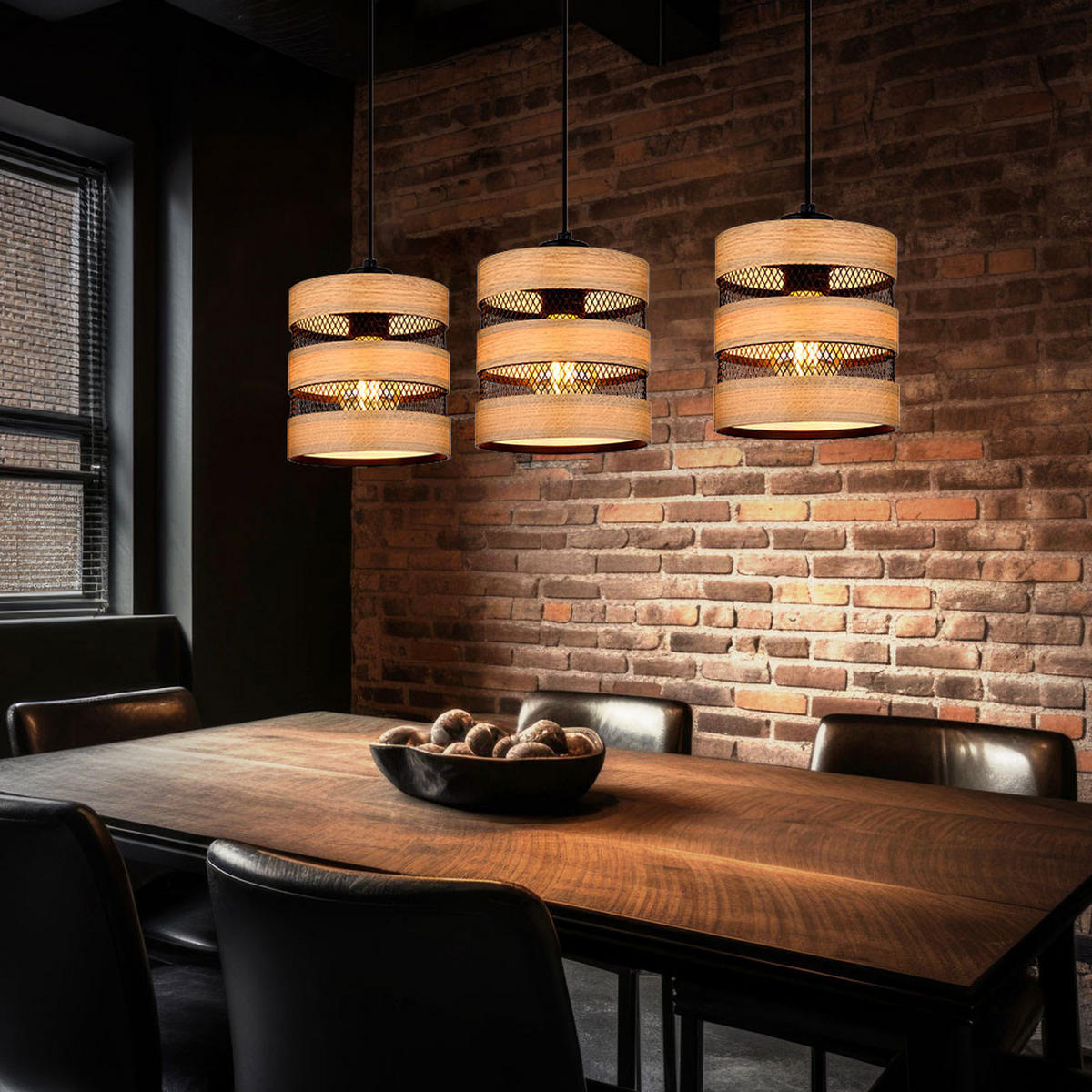 LED HÄNGELEUCHTE SOENI Braun Holz Metall - Braun, Metall (75/18/120cm) - Globo Lighting