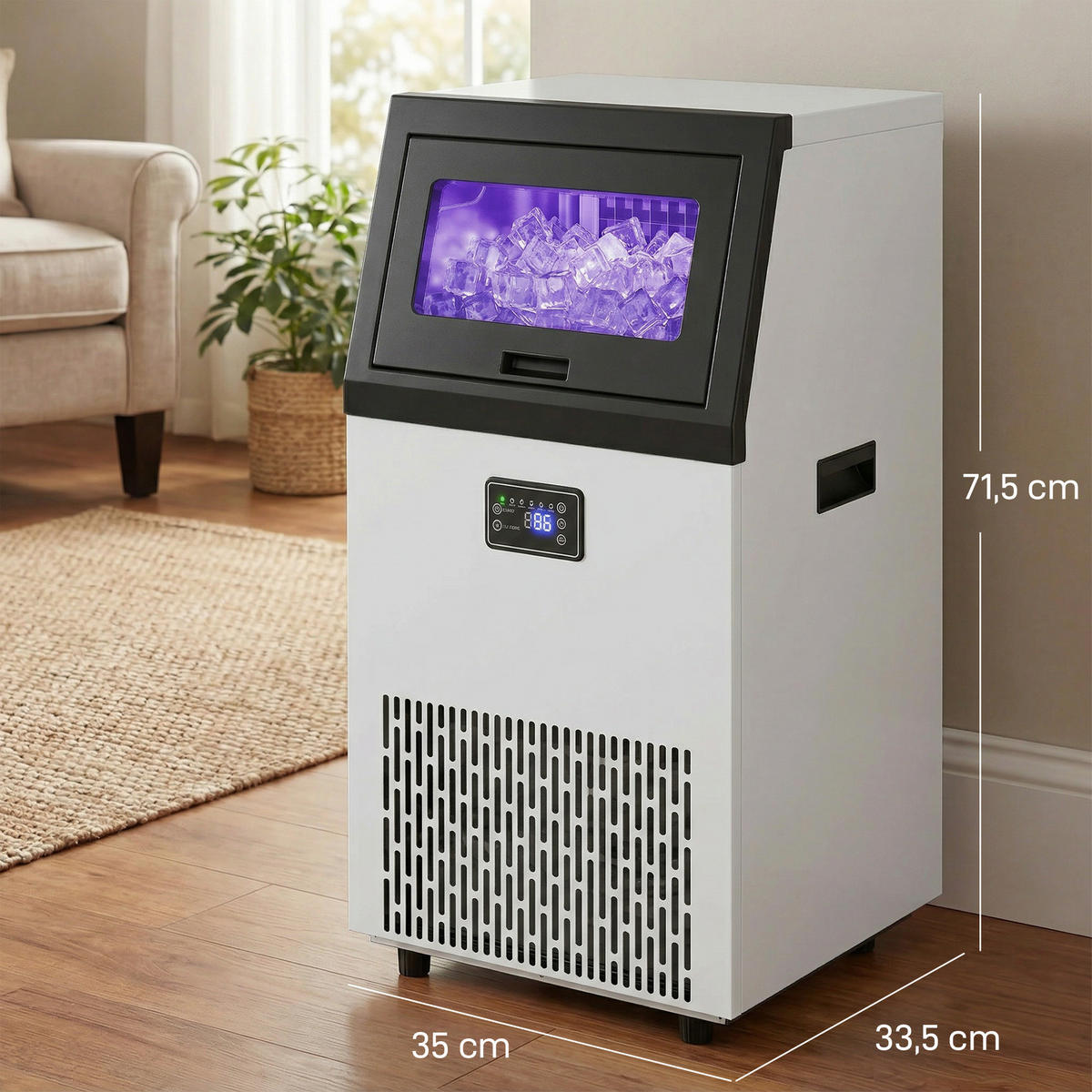 KOMMERZIELLE-EISWÜRFELMASCHINE Edelstahl Silber - Silberfarben, Metall (40.9/80.4/45cm) - HOMCOM