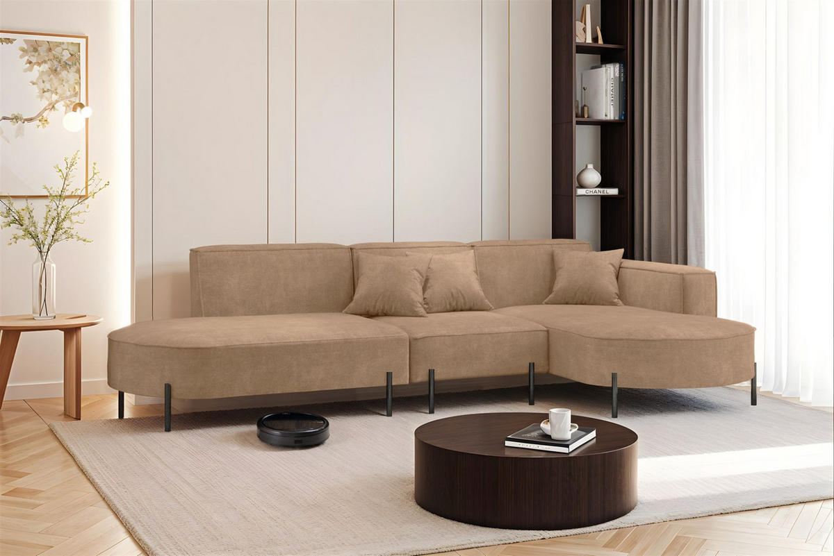 ECKSOFA Valencia - Braun, Holzwerkstoff/Textil (321/165cm) - Fun Möbel