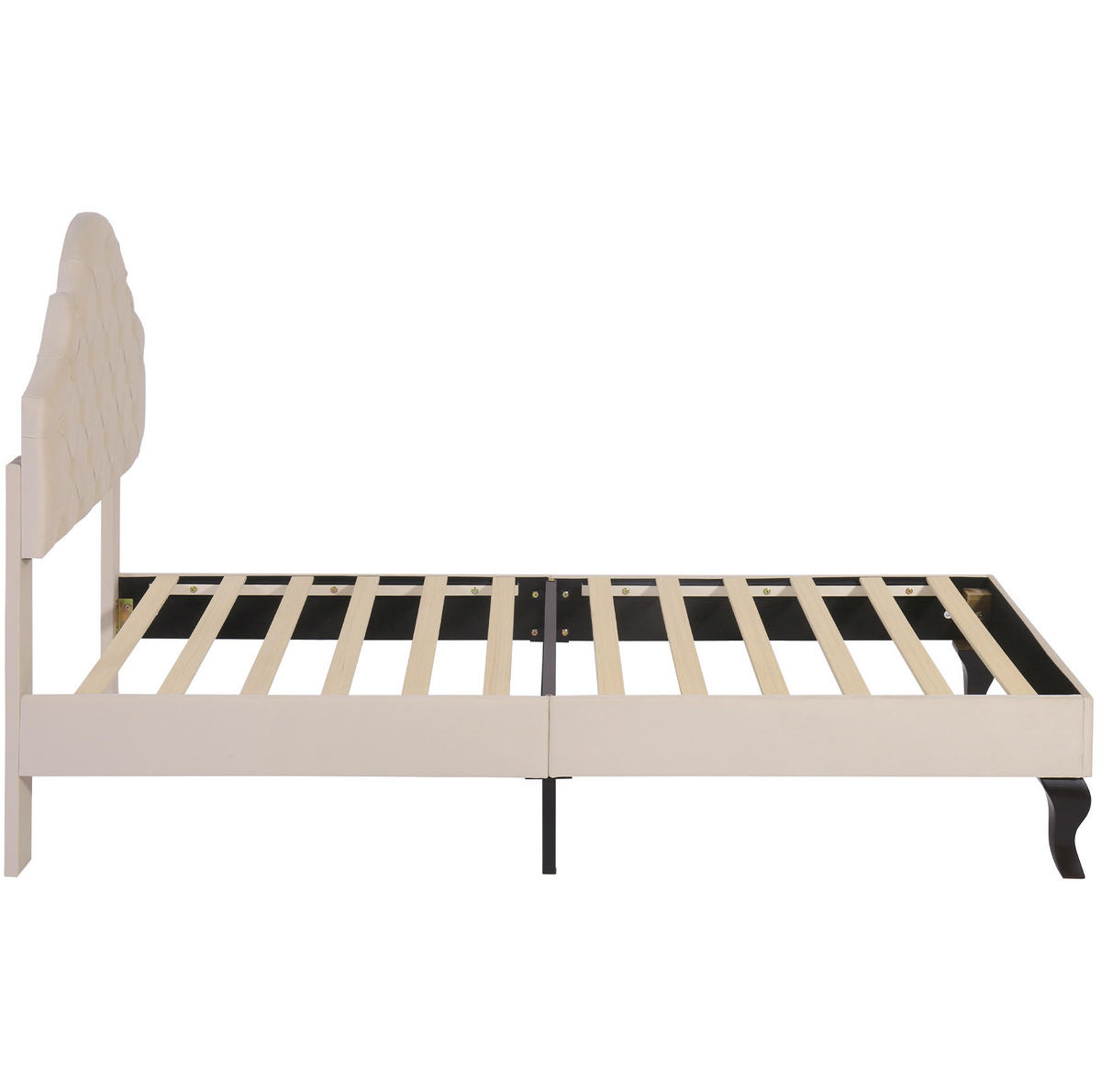 POLSTERBETT 90/200 cm mit Lattenrost und höhenverstellbarem Kopfteil aus Samt, Beige - Beige, Textil (90/200cm) - Redom