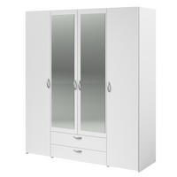 KLEIDERSCHRANK mit Spiegel weiß 160 cm Drehtürenschrank 4-türig - Silberfarben/Weiß, Holzwerkstoff/Kunststoff (160/185/185cm) - Furn.Design