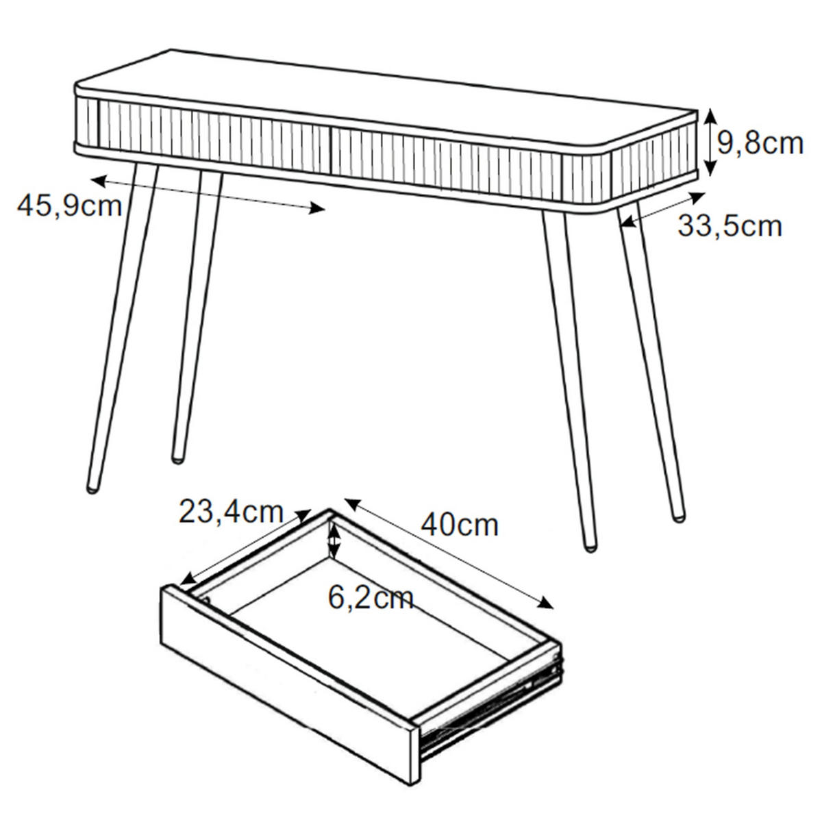 TOALETKA Ovarlo greige s 2 zásuvkami 113 cm - zlatá/taupe, kov/kompozitné drevo (38/113.2/77.9cm) - Selsey