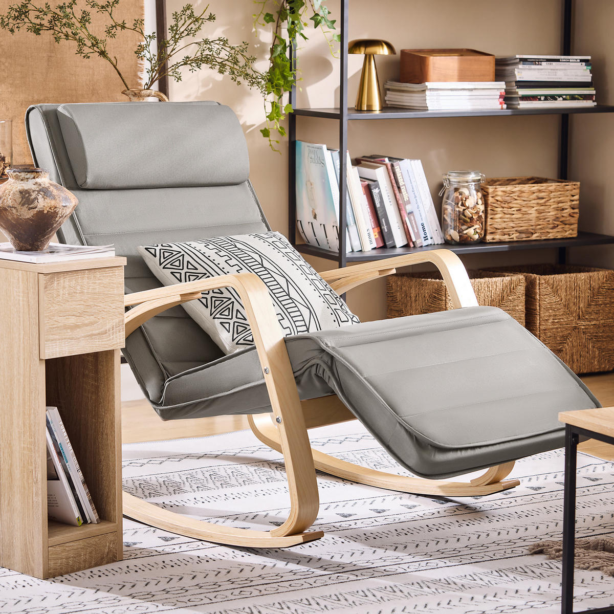 SCHAUKELSTUHL Grau - Grau, Holz/Textil (56/80/80cm) - SoBuy