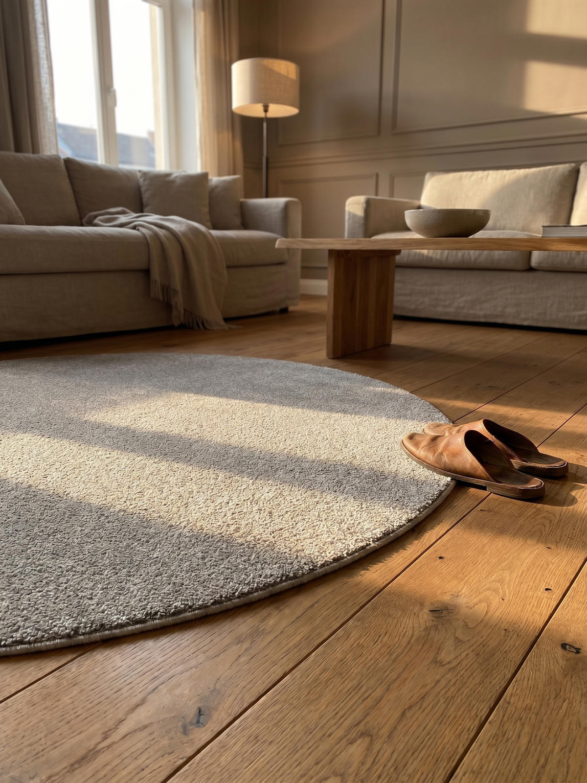 TEPPICH Kurzflor MAIN in Creme, einfarbig, Ø 200 cm - Beige, Textil (200/200cm) - KADIMA DESIGN