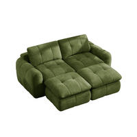 2-SITZER-SOFA DE-34464 mit 2 Ottomanen Grün - Grün, Textil (160/194cm) - ComfortXL
