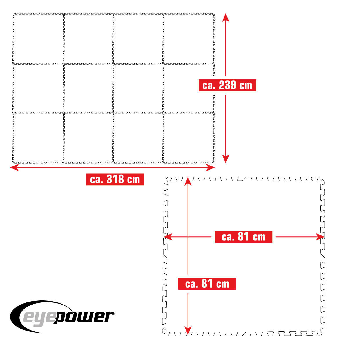 POOLMATTEN 7,6m² 12 EVA Matten 81 cm Blau - Blau, Kunststoff (81/81cm) - eyepower