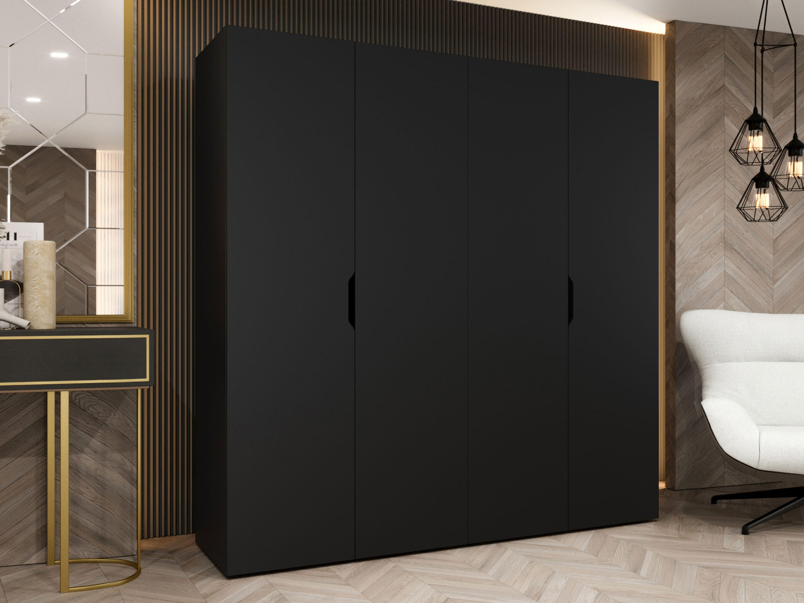 DREHTÜRENSCHRANK Malaga 200 - Schwarz, Holzwerkstoff (200/202/52cm) - MIRJAN24