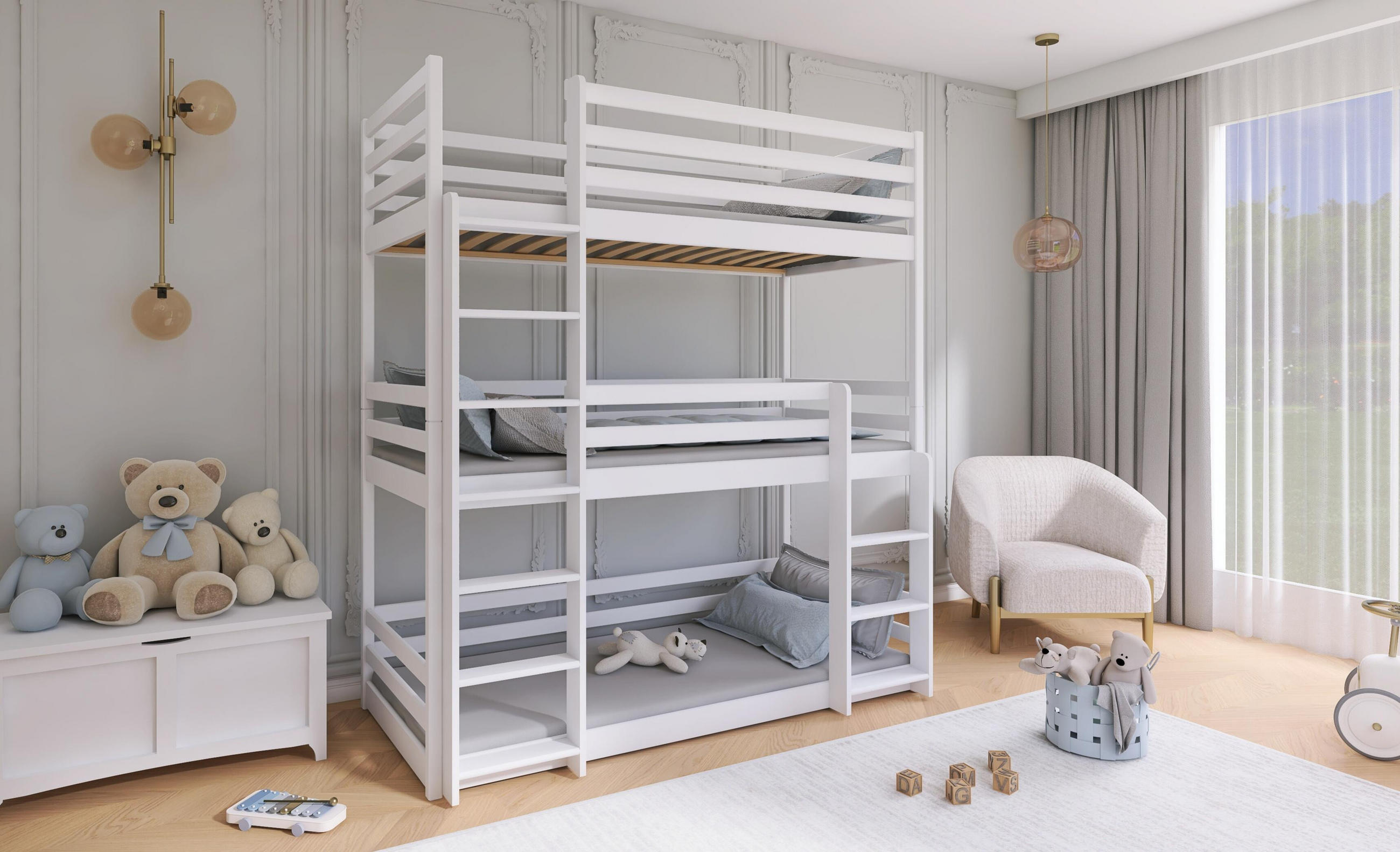 ETAGENBETT WEIß - Weiß, Holz (90/200cm) - FURNLUX