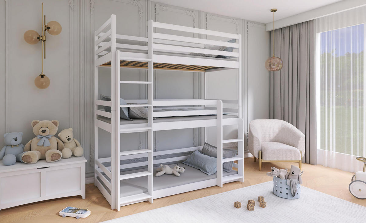 ETAGENBETT WEIß - Weiß, Holz (90/200cm) - FURNLUX