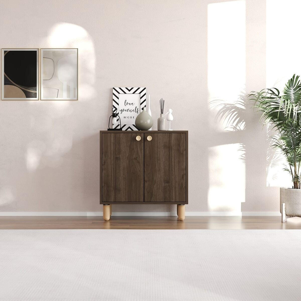 SIDEBOARD mit 2 Türen und Füßen aus massivem Buchenholz 36/72/73 cm - Naturfarben, Holzwerkstoff (36/73/72cm) - Calicosy