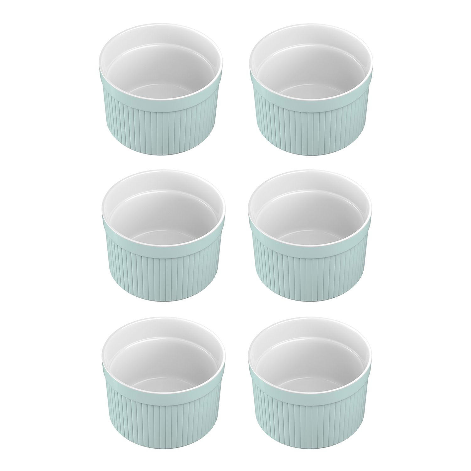 SOUFFLE AUFLAUFFORM Porzellan (6-tlg.) - Blau, Keramik (7.8/4.6/7.8cm) - Intirilife
