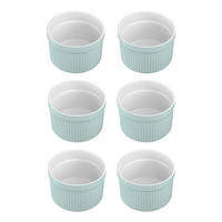 SOUFFLE AUFLAUFFORM Porzellan (6-tlg.) - Blau, Keramik (7.8/4.6/7.8cm) - Intirilife