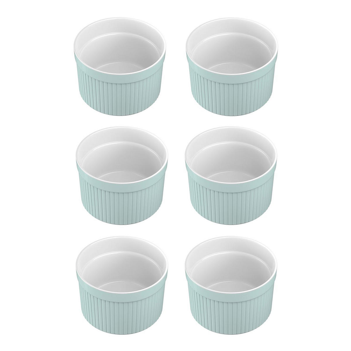 SOUFFLE AUFLAUFFORM Porzellan (6-tlg.) - Blau, Keramik (7.8/4.6/7.8cm) - Intirilife