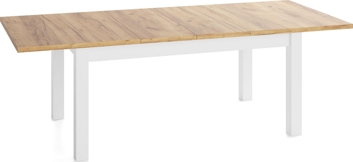 ESSTISCH Lindberg Weiß ausziehbar verlängerbar rechteckig, Eiche Braun 160-240/90/77 cm - Eiche Wotan/Weiß, Holz/Holzwerkstoff (160/90/77cm) - WFL GROUP
