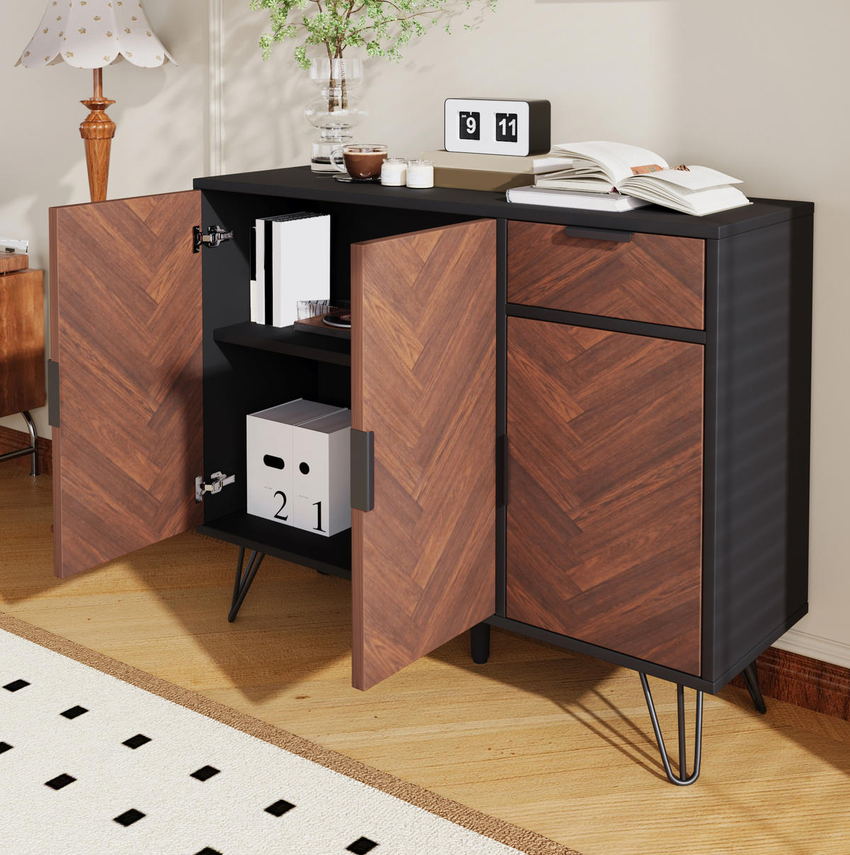 KOMMODE aus MDF & Spanplatte 90x30x71,5cm in Walnussfarben - Walnussfarben, Holzwerkstoff (90/71.5/30cm) - Modfu