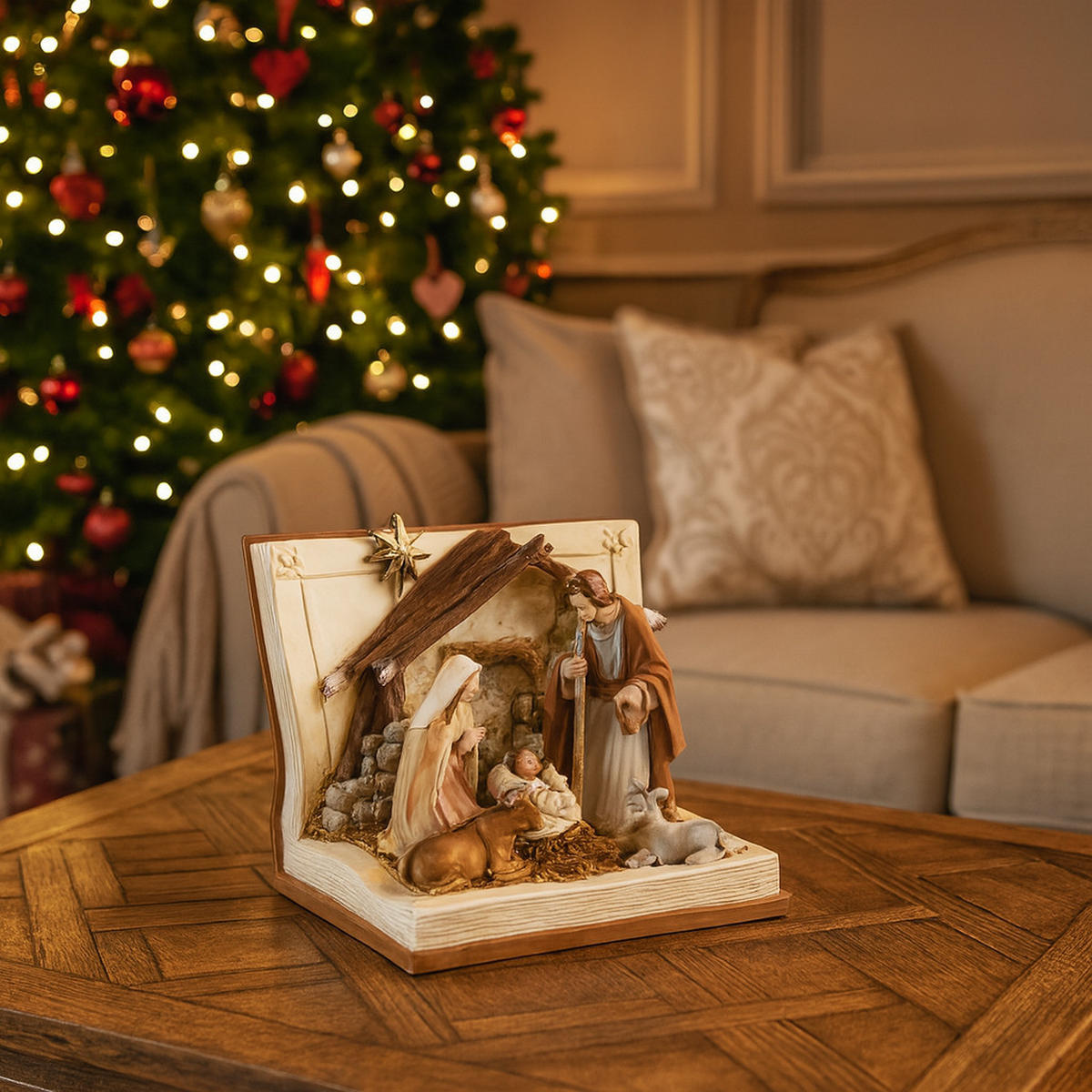 DEKOFIGUR Led TRIADIS, 16.5 x 15 cm, Braun, Beleuchtet Weihnachtsfigur, Weihnachtsdeko, Deko Wohnzimmer, Winter Christmas, XMAS Geschenk - Braun, Kunststoff (14.5/15/16.5cm) - home&you