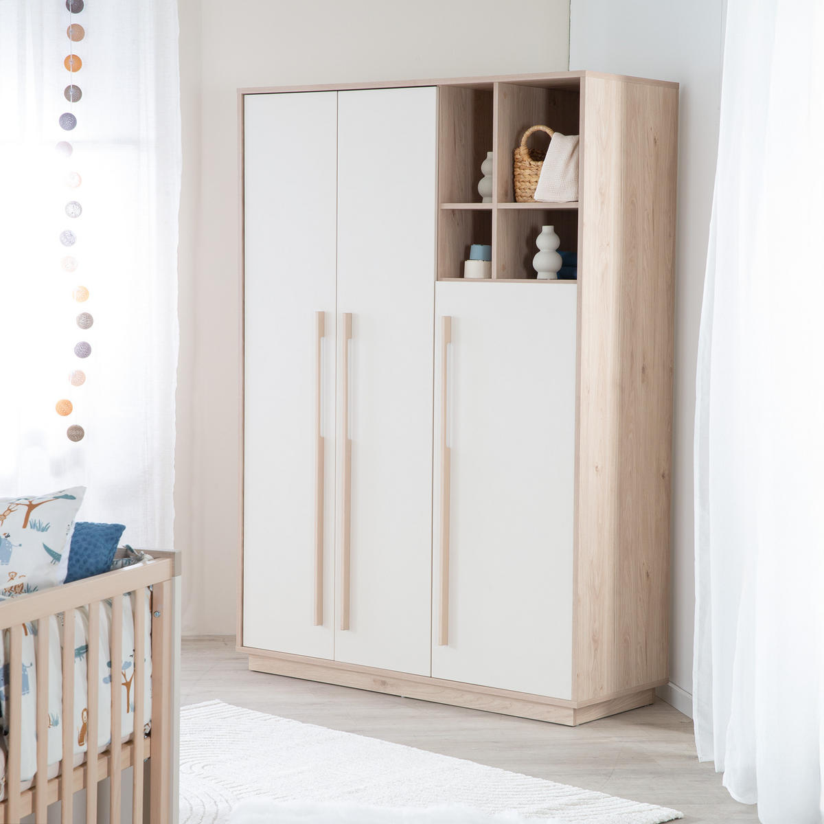 KINDERKLEIDERSCHRANK Elva - Creme, Holz (131.5/190/53cm) - Roba