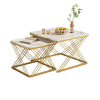 COUCHTISCH Set 2-tlg Quadratisch Hochglanz Marmoroptik Höhenverstellbar 30kg - Weiß, Holz (81.99/70/17.5cm) - FLIEKS