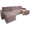 WOHNLANDSCHAFT ASPRA Lila Kordstoff mit Schlaffunktion - Lila, Holz (295/85/140cm) - MASSENO