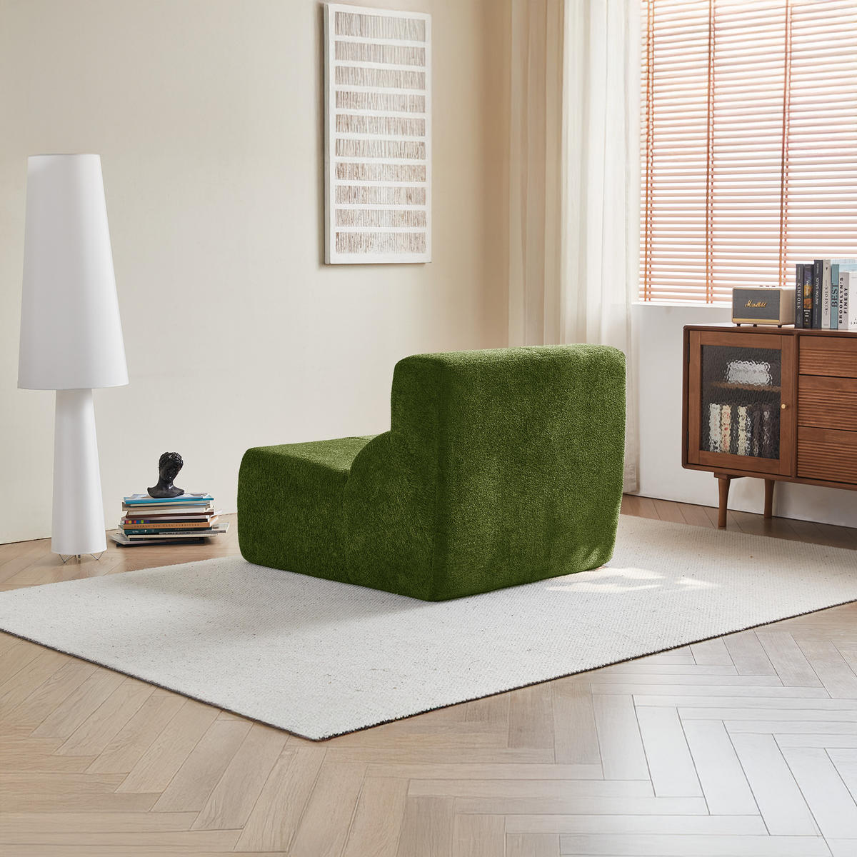 SOFA-SESSEL Samtbezug komprimiert ohne Montage 94/110/79 cm Grün - Grün, Textil (110/79/94cm) - Redom