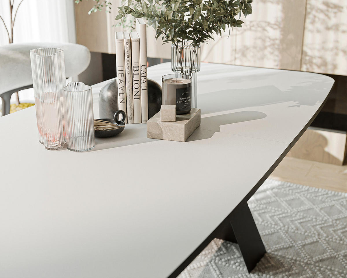 AUSZIEHTISCH ZENITH 160/90/76 cm mit Metallgestell, Schwarz / Weiß - Schwarz/Weiß, Holzwerkstoff/Metall (90/160/76cm) - Idohome