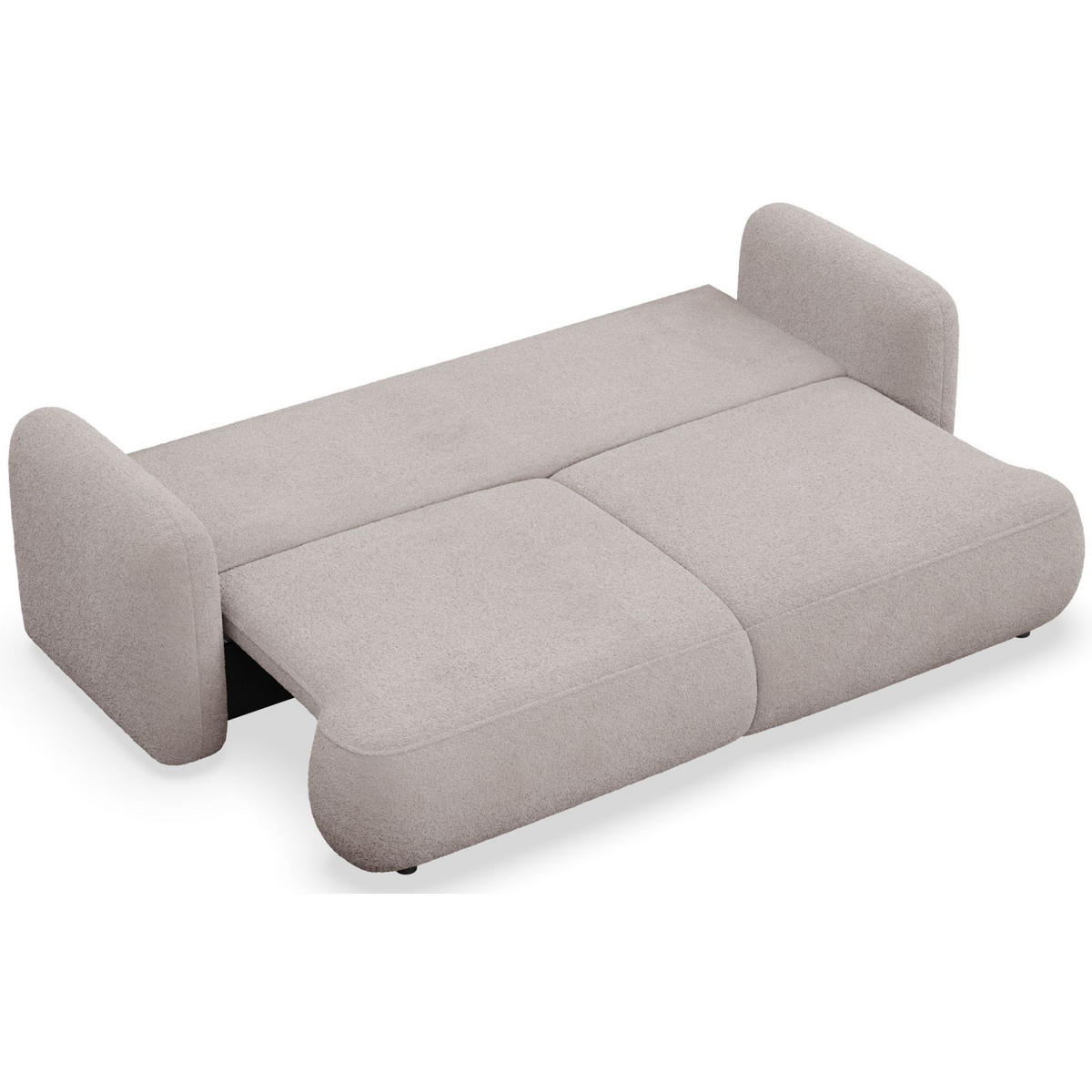 3-SITZER SCHLAFSOFA Tvoya Graubeige Bouclé - Taupe/Schwarz, Kunststoff/Textil (253/82/110cm) - Selsey