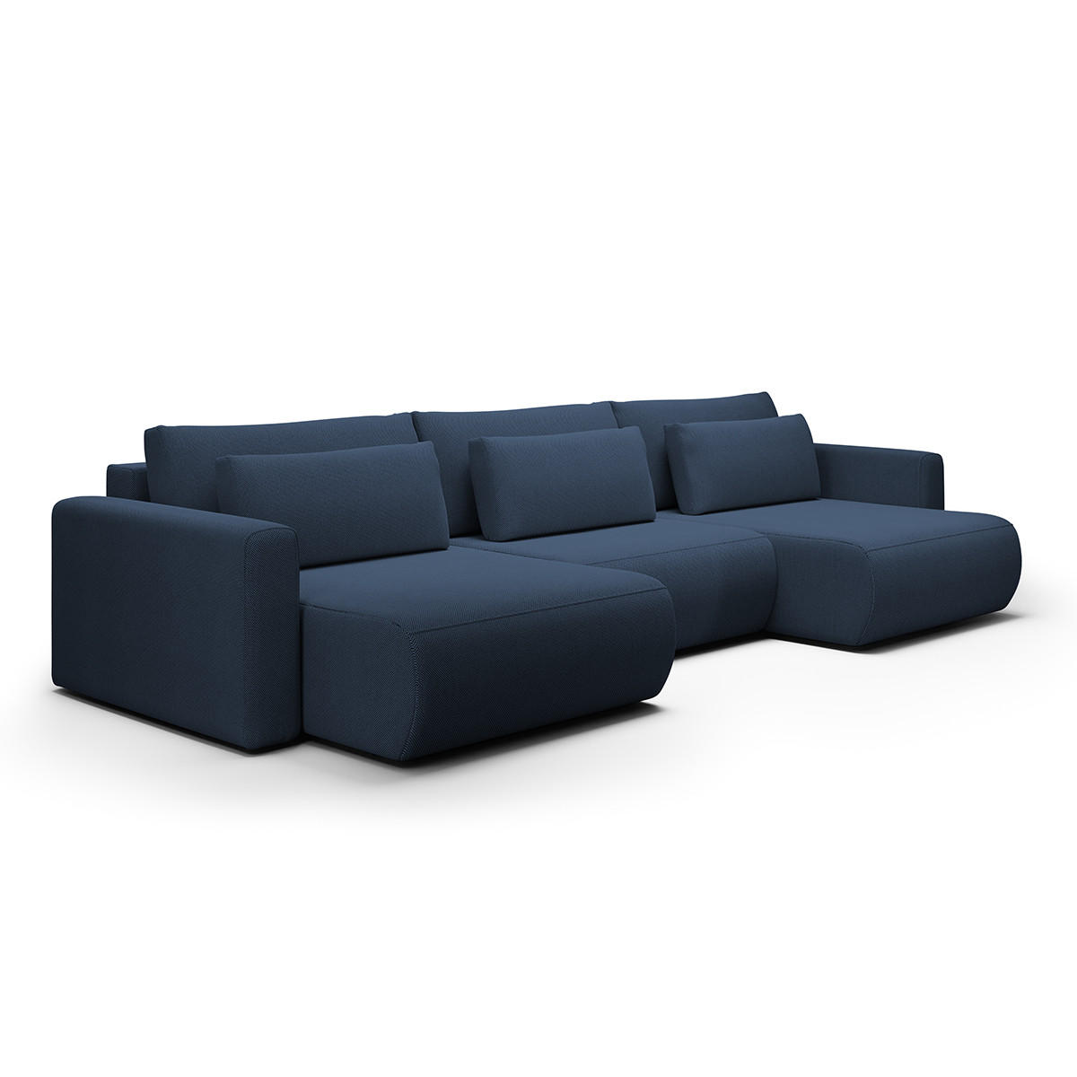 PANORAMASOFA Evy 4 Sitzplätze Blau - Blau, Holz (340/82/149cm) - Petits-meubles