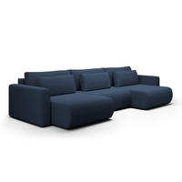 PANORAMASOFA Evy 4 Sitzplätze Blau - Blau, Holz (340/82/149cm) - Petits-meubles