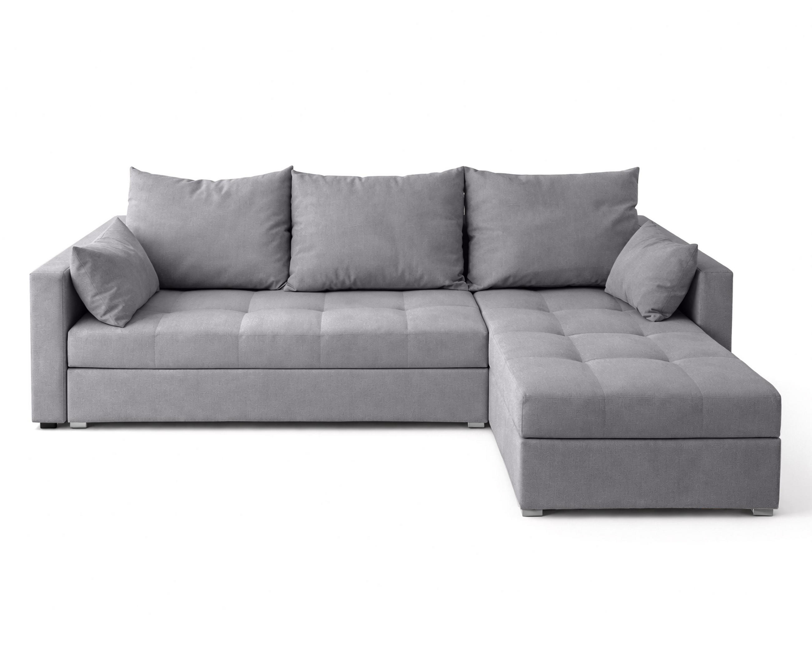 ECKSOFA Universelle L Form Elif Hellgrau 220/140/85 cm stilvolle mit Schlaffunktion - Silberfarben/Hellgrau, Kunststoff/Textil (220/140cm) - AX Living