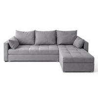 ECKSOFA Universelle L Form Elif Hellgrau 220/140/85 cm stilvolle mit Schlaffunktion - Silberfarben/Hellgrau, Kunststoff/Textil (220/140cm) - AX Living