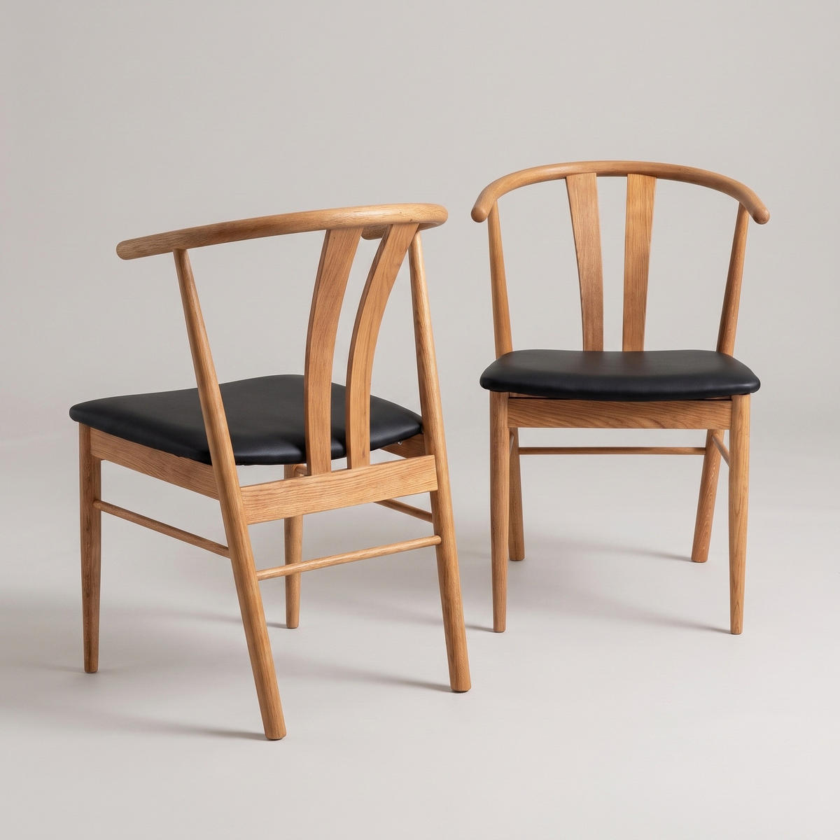 MATSTOL Andre 54 x 60 x 77 cm – ek/svart - Ekfärgad/Svart, Trä/Textil (54/77/60cm) - ebuy24