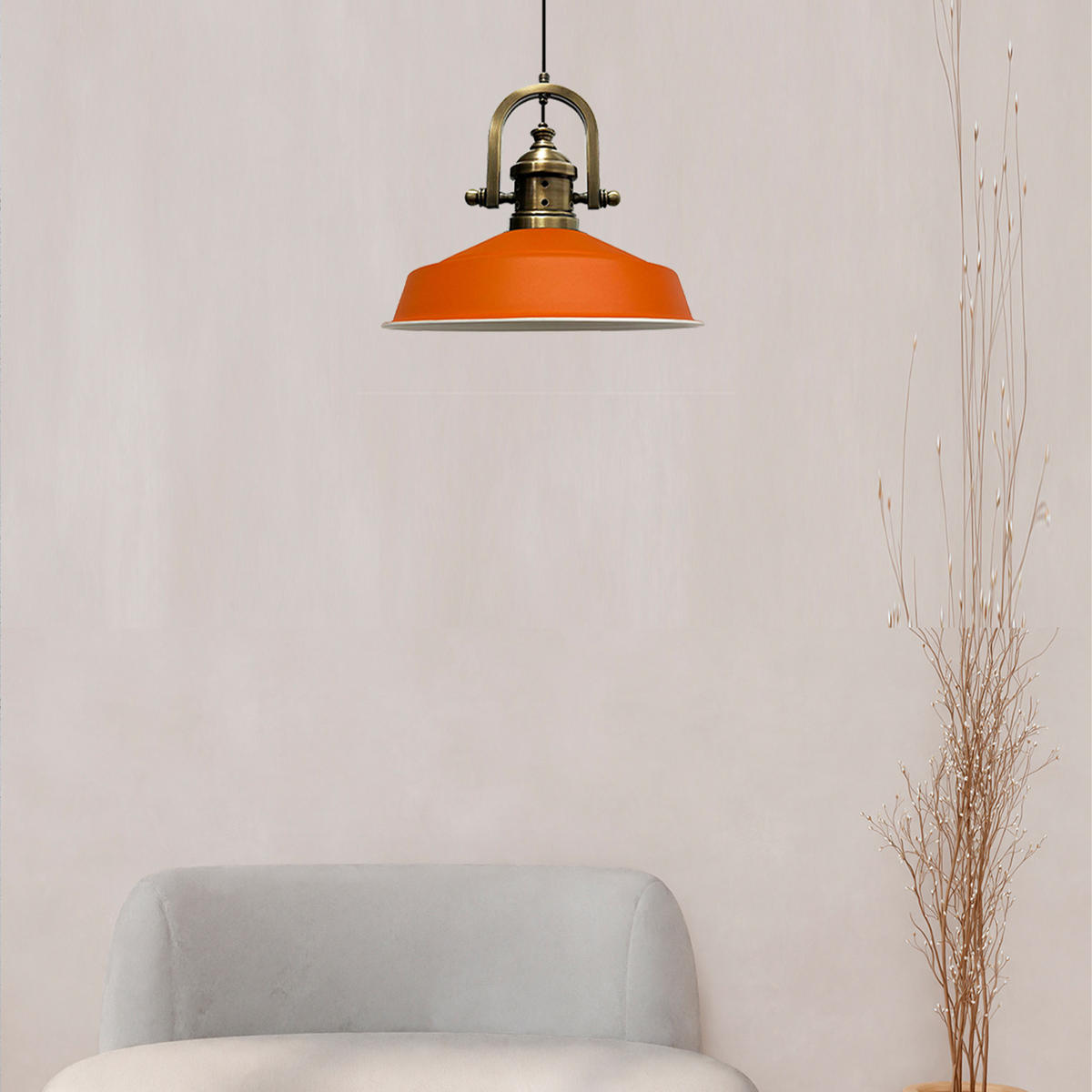 HÄNGELAMPE Industrial Asletl-Marine Vintage 41/33 cm - Orange, Metall (33/41/33cm) - Bamyum
