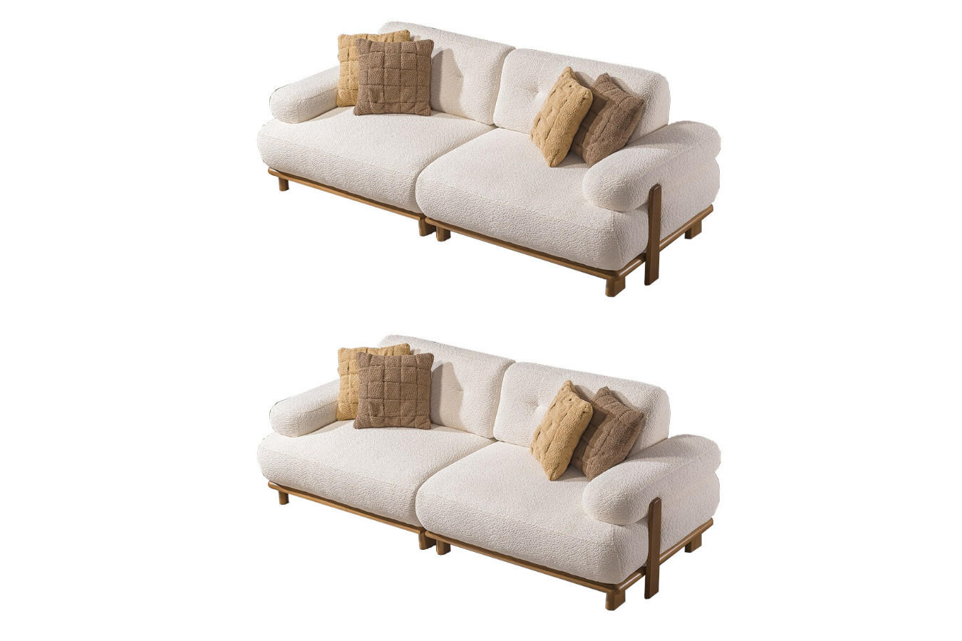 SITZGARNITUR Bully Creme Stellvariante:3+3 - Creme, Holz/Textil (230/85/100cm) - Villa Möbel