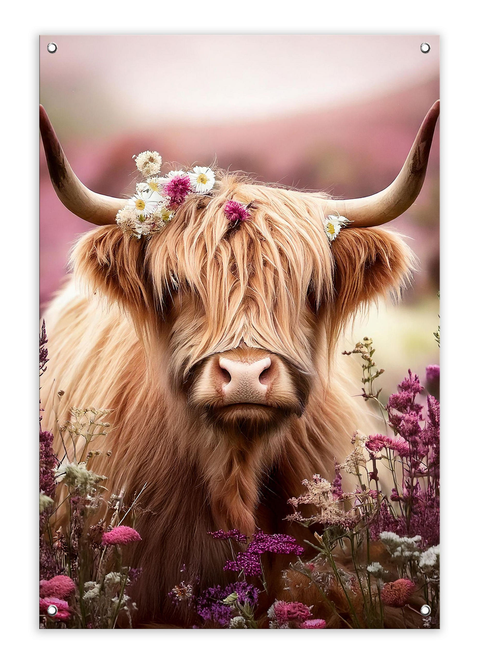 GARTEN-POSTER 60x90 cm Gartendeko: Hochlandrind - Beige, Kunststoff (60/90/2cm) - artissimo