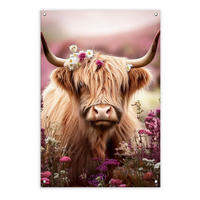 GARTEN-POSTER 60x90 cm Gartendeko: Hochlandrind - Beige, Kunststoff (60/90/2cm) - artissimo