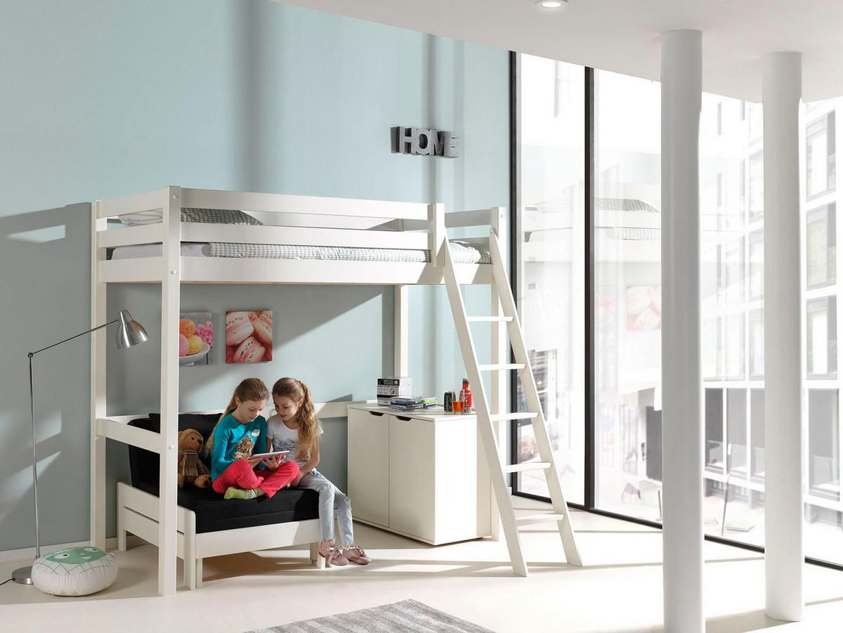 HOCHBETT Katherine 209x190x165 mit Kommode und Bettsessel Holz Weiß - Weiß, Holz (90/200cm) - 58aufmkessel