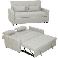SCHLAFSOFA 2-Sitzer DE-14651 3-in-1 mit 3-fach verstellbarer Lehne Hellbraun - Braun, Textil (158/85/85cm) - ComfortXL
