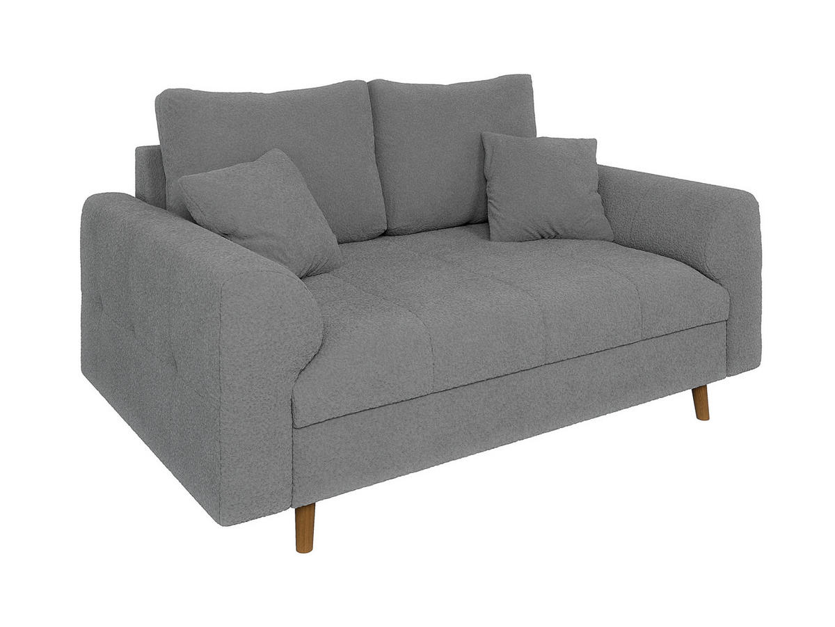 2-SITZER-SOFA Henrik Grau Boucle - Braun/Grau, Holz/Textil (150/81/93cm) - S-Style Möbel